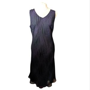Unknown Brand sz18 black& purple polkadot sleeveless lined chiffon dress VGUC
